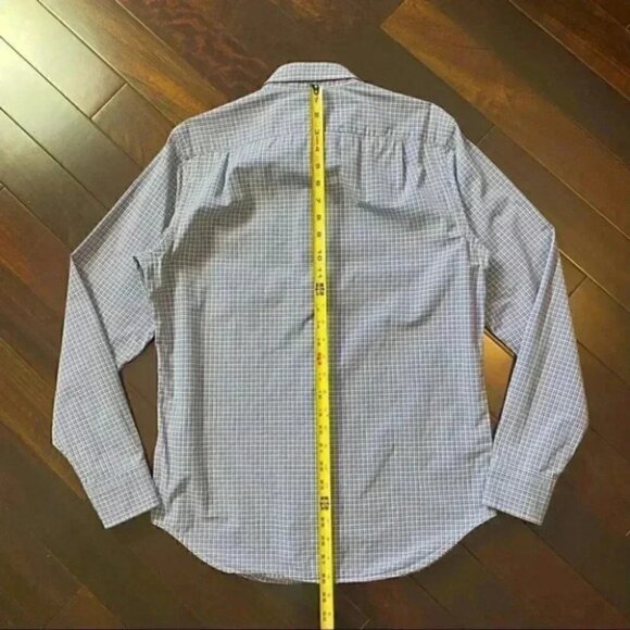 Banana Republic Men's Button Down Shirt Slim Fit Blue White Plaid Mens Small - Picture 12 of 15